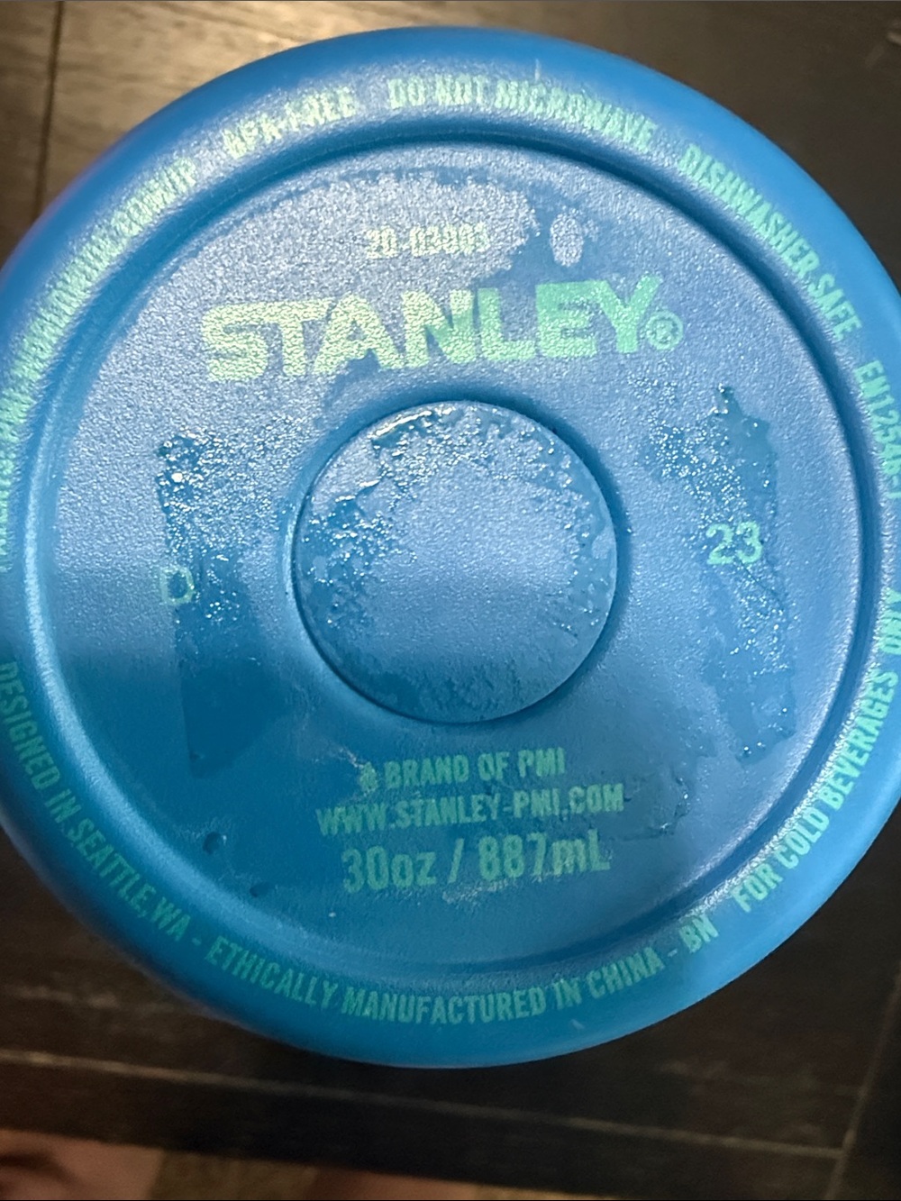 Stanley Blue ice flow Tumbler with Teal Handle and Boot - Picture 3 of 5